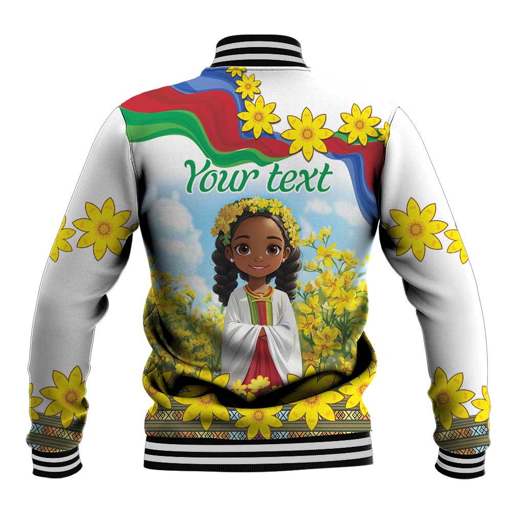 Happy Enkutatash Eritrea Personalized Baseball Jacket Beautiful Girl Adey Abeba Flower LT9 - Wonder Print Shop