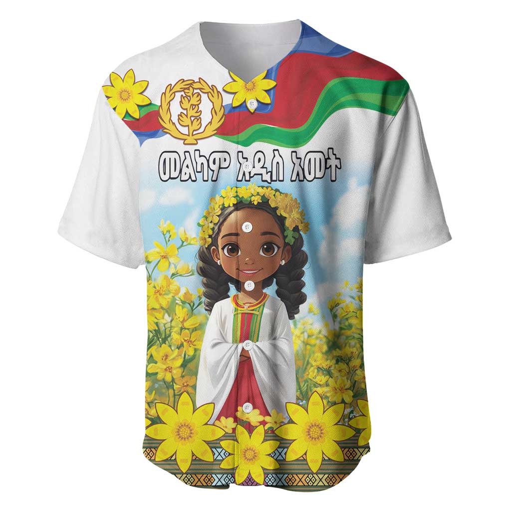 Happy Enkutatash Eritrea Personalized Baseball Jersey Beautiful Girl Adey Abeba Flower LT9 - Wonder Print Shop