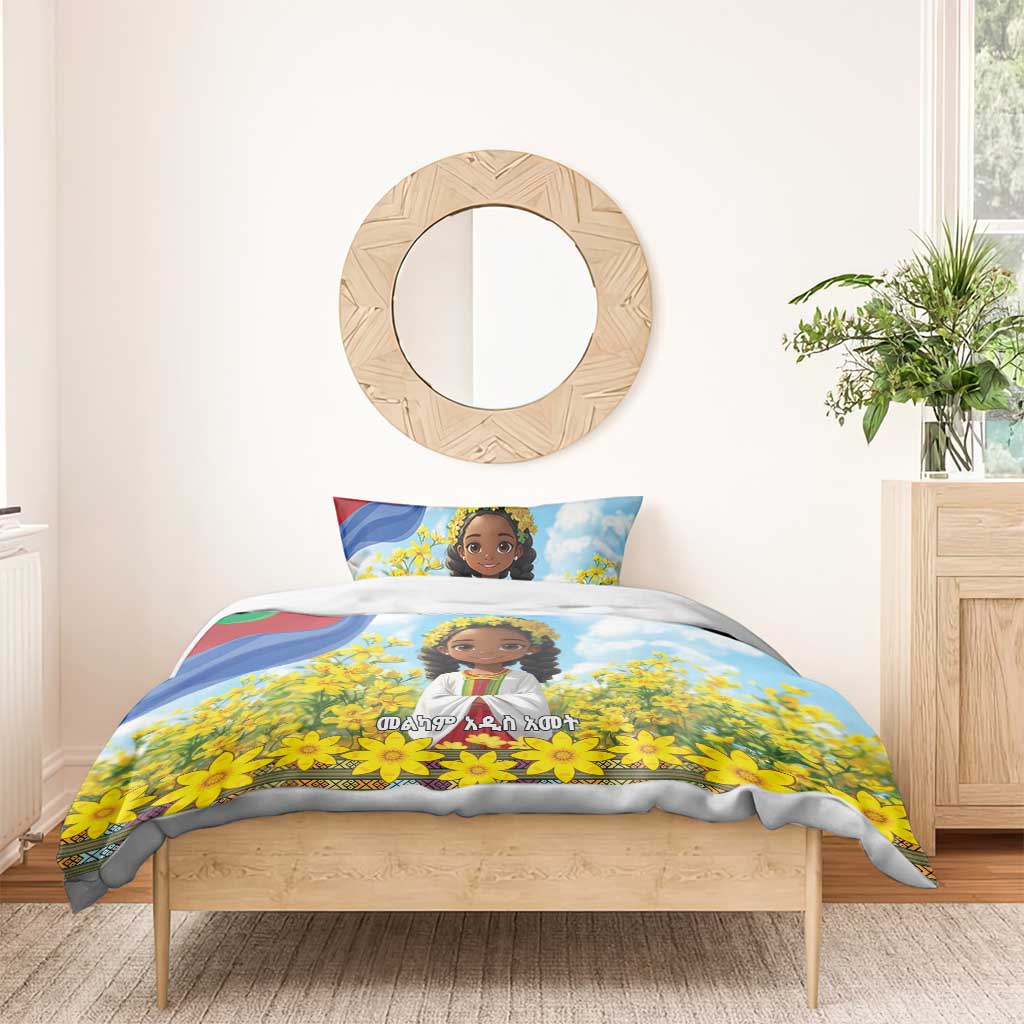 Happy Enkutatash Eritrea Personalized Bedding Set Beautiful Girl Adey Abeba Flower LT9 - Wonder Print Shop