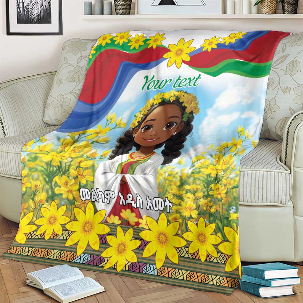 Happy Enkutatash Eritrea Personalized Blanket Beautiful Girl Adey Abeba Flower
