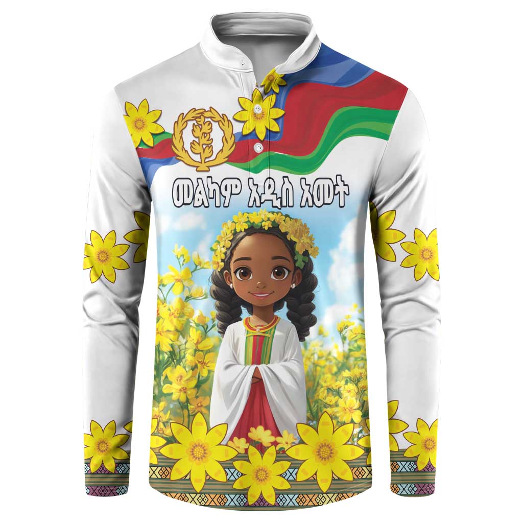 Happy Enkutatash Eritrea Personalized Button Sweatshirt Beautiful Girl Adey Abeba Flower LT9 - Wonder Print Shop
