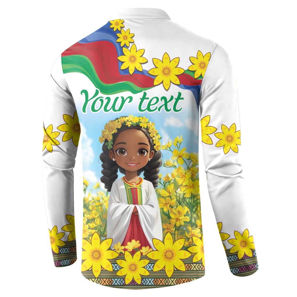Happy Enkutatash Eritrea Personalized Button Sweatshirt Beautiful Girl Adey Abeba Flower LT9 - Wonder Print Shop
