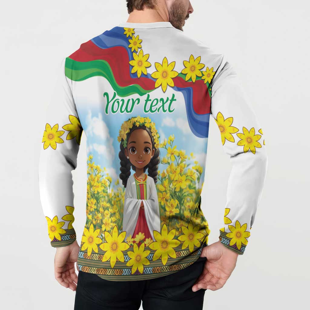 Happy Enkutatash Eritrea Personalized Button Sweatshirt Beautiful Girl Adey Abeba Flower LT9 - Wonder Print Shop