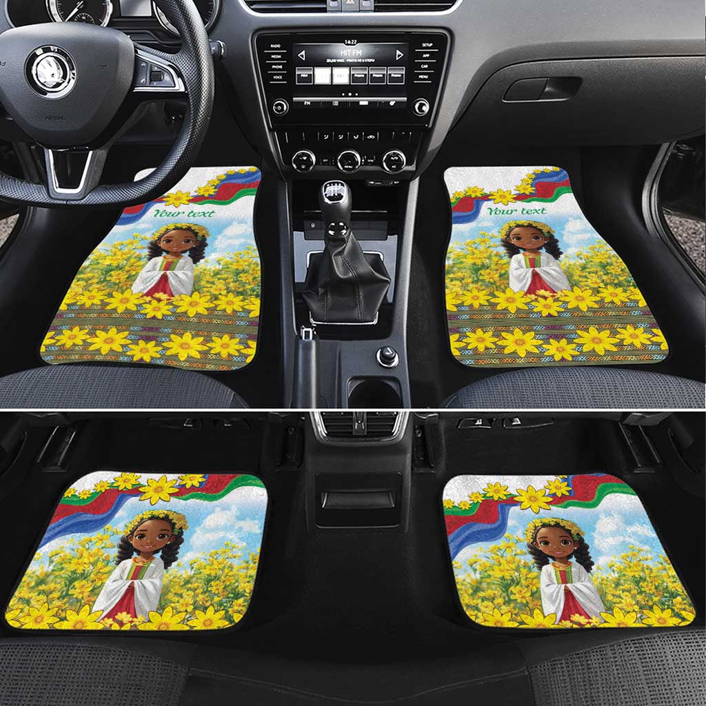 Happy Enkutatash Eritrea Personalized Car Mats Beautiful Girl Adey Abeba Flower LT9 - Wonder Print Shop