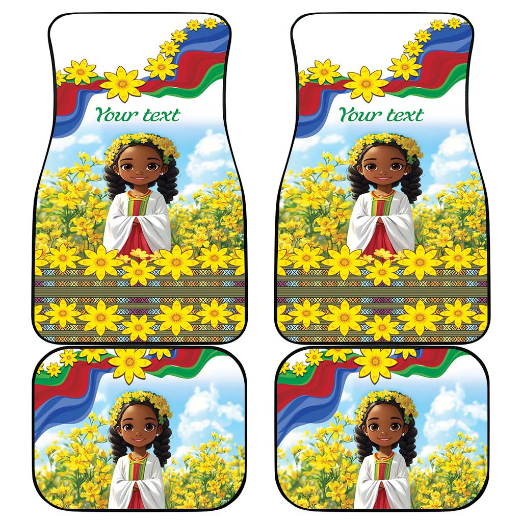 Happy Enkutatash Eritrea Personalized Car Mats Beautiful Girl Adey Abeba Flower LT9 - Wonder Print Shop