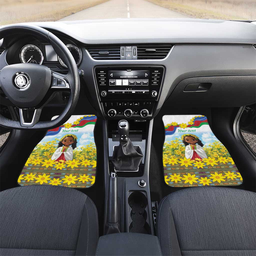 Happy Enkutatash Eritrea Personalized Car Mats Beautiful Girl Adey Abeba Flower LT9 - Wonder Print Shop