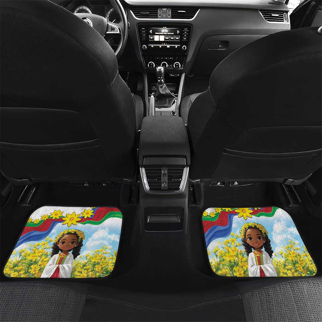 Happy Enkutatash Eritrea Personalized Car Mats Beautiful Girl Adey Abeba Flower LT9 - Wonder Print Shop