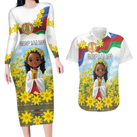 Happy Enkutatash Eritrea Personalized Couples Matching Long Sleeve Bodycon Dress and Hawaiian Shirt Beautiful Girl Adey Abeba Flower LT9 - Wonder Print Shop