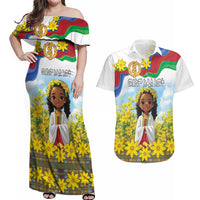 Happy Enkutatash Eritrea Personalized Couples Matching Off Shoulder Maxi Dress and Hawaiian Shirt Beautiful Girl Adey Abeba Flower LT9 - Wonder Print Shop