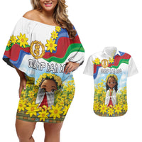 Happy Enkutatash Eritrea Personalized Couples Matching Off Shoulder Short Dress and Hawaiian Shirt Beautiful Girl Adey Abeba Flower LT9 - Wonder Print Shop