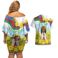 Happy Enkutatash Eritrea Personalized Couples Matching Off Shoulder Short Dress and Hawaiian Shirt Beautiful Girl Adey Abeba Flower LT9 - Wonder Print Shop