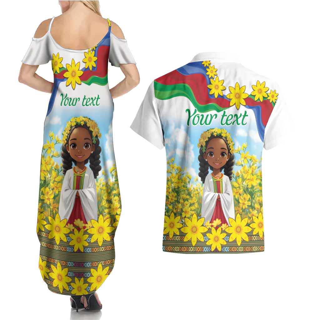 Happy Enkutatash Eritrea Personalized Couples Matching Summer Maxi Dress and Hawaiian Shirt Beautiful Girl Adey Abeba Flower LT9 - Wonder Print Shop