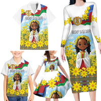 Happy Enkutatash Eritrea Personalized Family Matching Long Sleeve Bodycon Dress and Hawaiian Shirt Beautiful Girl Adey Abeba Flower LT9 - Wonder Print Shop