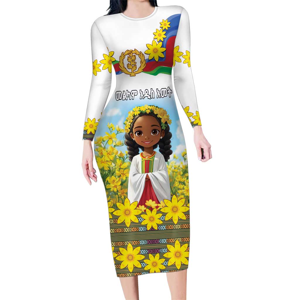 Happy Enkutatash Eritrea Personalized Family Matching Long Sleeve Bodycon Dress and Hawaiian Shirt Beautiful Girl Adey Abeba Flower LT9 - Wonder Print Shop
