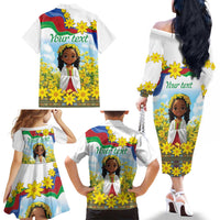 Happy Enkutatash Eritrea Personalized Family Matching Off The Shoulder Long Sleeve Dress and Hawaiian Shirt Beautiful Girl Adey Abeba Flower - Wonder Print Shop