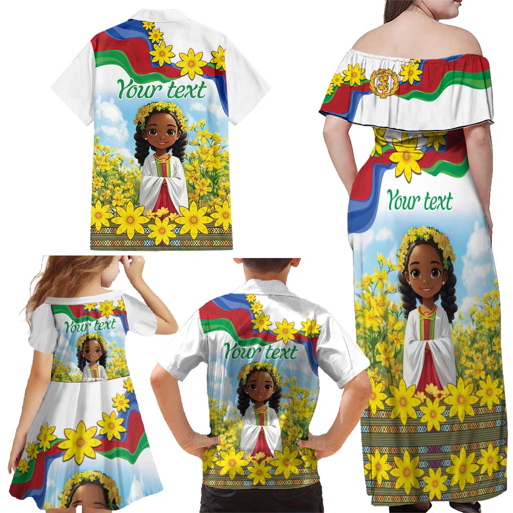 Happy Enkutatash Eritrea Personalized Family Matching Off Shoulder Maxi Dress and Hawaiian Shirt Beautiful Girl Adey Abeba Flower LT9 - Wonder Print Shop