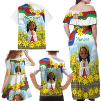 Happy Enkutatash Eritrea Personalized Family Matching Off Shoulder Maxi Dress and Hawaiian Shirt Beautiful Girl Adey Abeba Flower LT9 - Wonder Print Shop