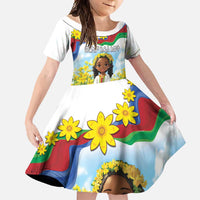 Happy Enkutatash Eritrea Personalized Family Matching Short Sleeve Bodycon Dress and Hawaiian Shirt Beautiful Girl Adey Abeba Flower - Wonder Print Shop