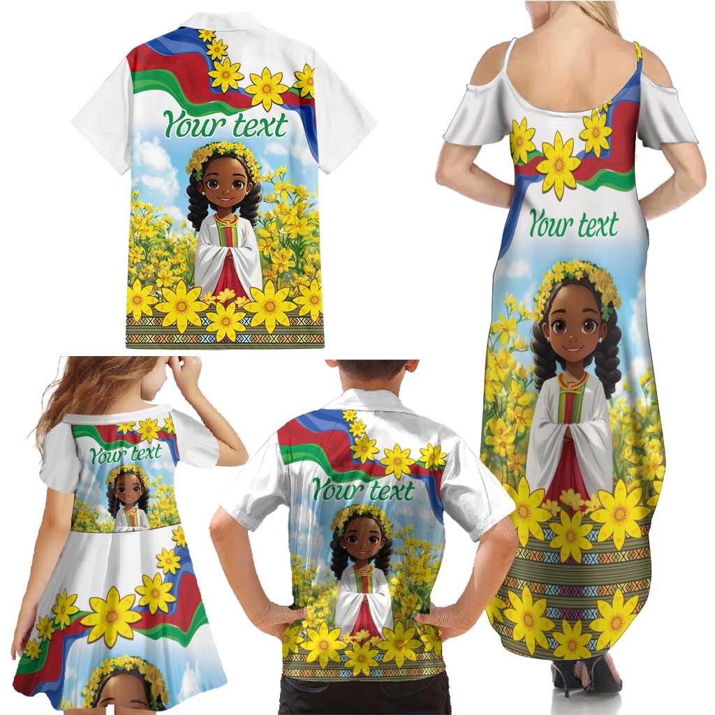 Happy Enkutatash Eritrea Personalized Family Matching Summer Maxi Dress and Hawaiian Shirt Beautiful Girl Adey Abeba Flower - Wonder Print Shop