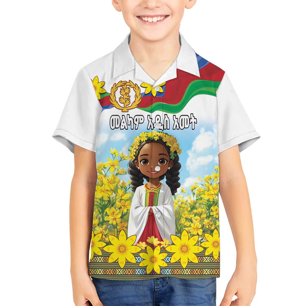 Happy Enkutatash Eritrea Personalized Family Matching Tank Maxi Dress and Hawaiian Shirt Beautiful Girl Adey Abeba Flower - Wonder Print Shop