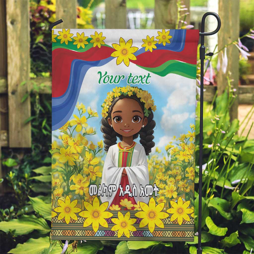 Happy Enkutatash Eritrea Personalized Garden Flag Beautiful Girl Adey Abeba Flower - Wonder Print Shop