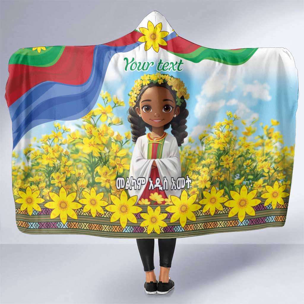 Happy Enkutatash Eritrea Personalized Hooded Blanket Beautiful Girl Adey Abeba Flower