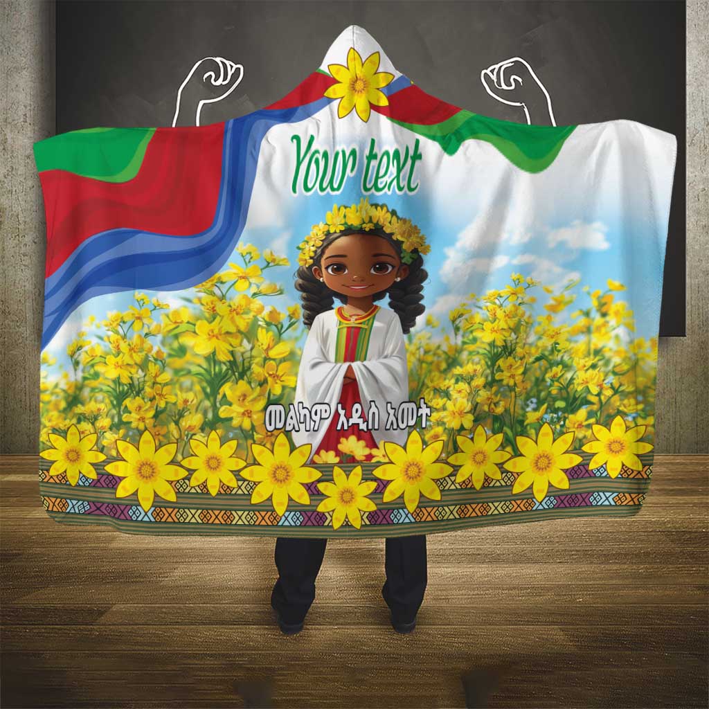 Happy Enkutatash Eritrea Personalized Hooded Blanket Beautiful Girl Adey Abeba Flower