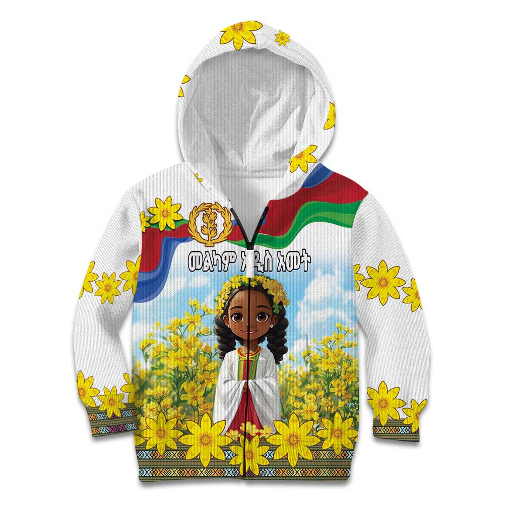 Happy Enkutatash Eritrea Personalized Kid Hoodie Beautiful Girl Adey Abeba Flower - Wonder Print Shop