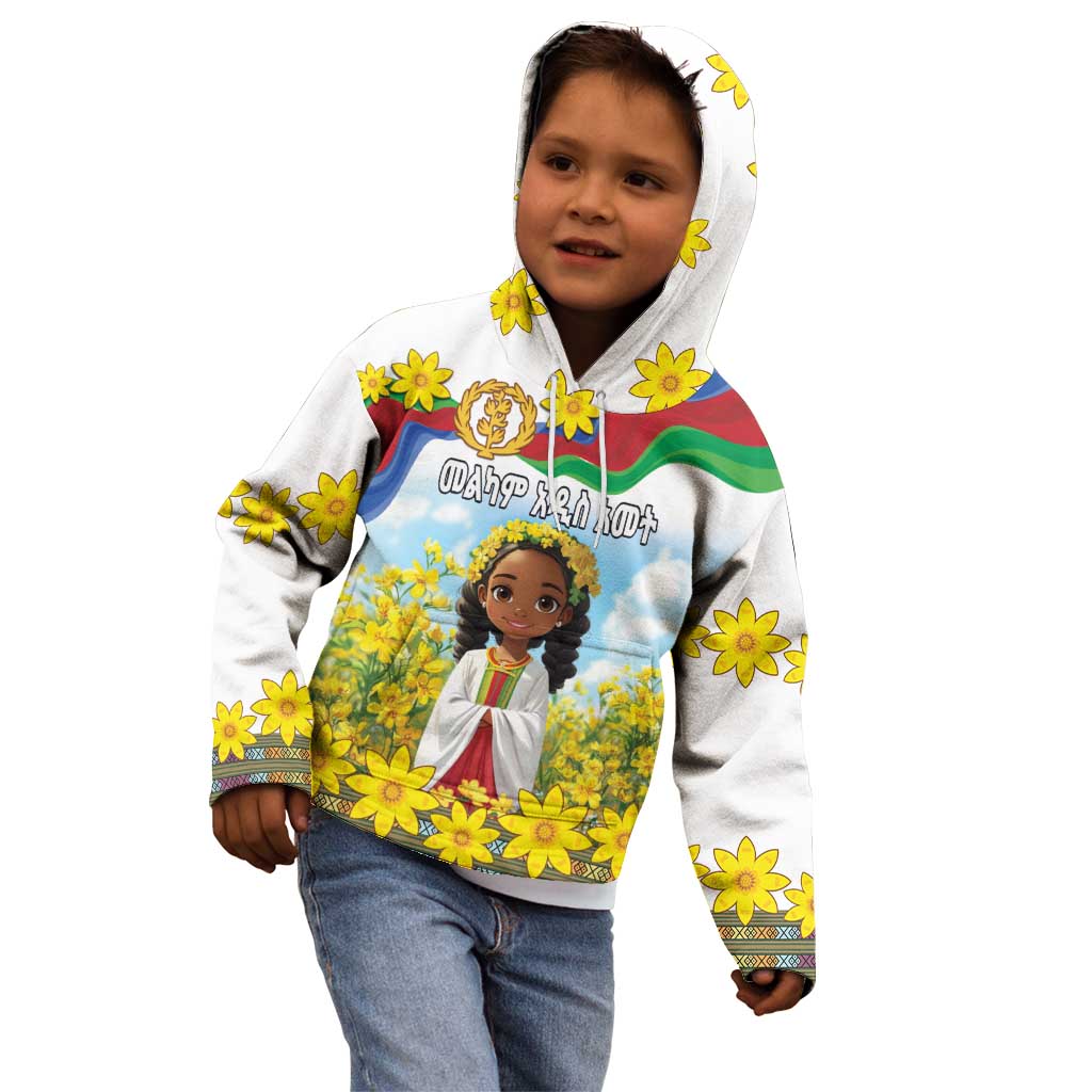 Happy Enkutatash Eritrea Personalized Kid Hoodie Beautiful Girl Adey Abeba Flower - Wonder Print Shop