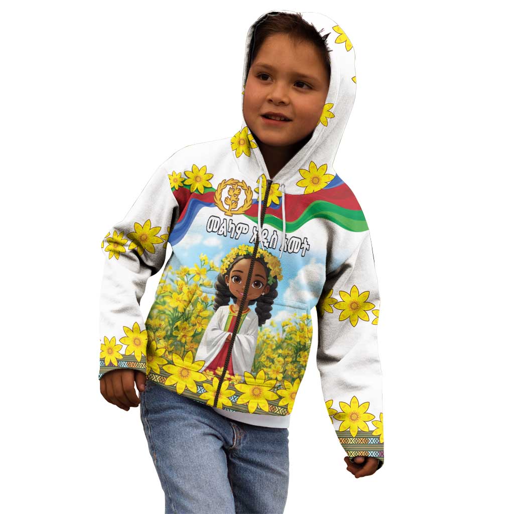 Happy Enkutatash Eritrea Personalized Kid Hoodie Beautiful Girl Adey Abeba Flower - Wonder Print Shop