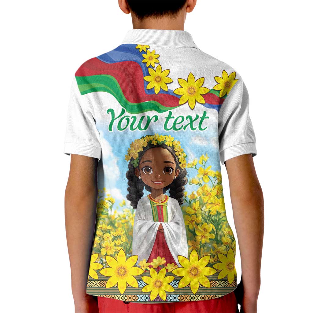 Happy Enkutatash Eritrea Personalized Kid Polo Shirt Beautiful Girl Adey Abeba Flower - Wonder Print Shop