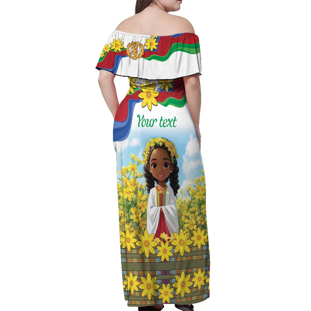Happy Enkutatash Eritrea Personalized Off Shoulder Maxi Dress Beautiful Girl Adey Abeba Flower - Wonder Print Shop