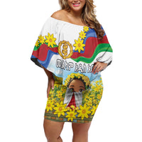 Happy Enkutatash Eritrea Personalized Off Shoulder Short Dress Beautiful Girl Adey Abeba Flower - Wonder Print Shop