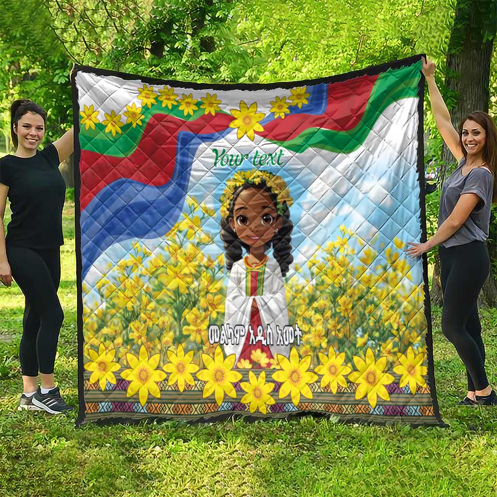 Happy Enkutatash Eritrea Personalized Quilt Beautiful Girl Adey Abeba Flower - Wonder Print Shop