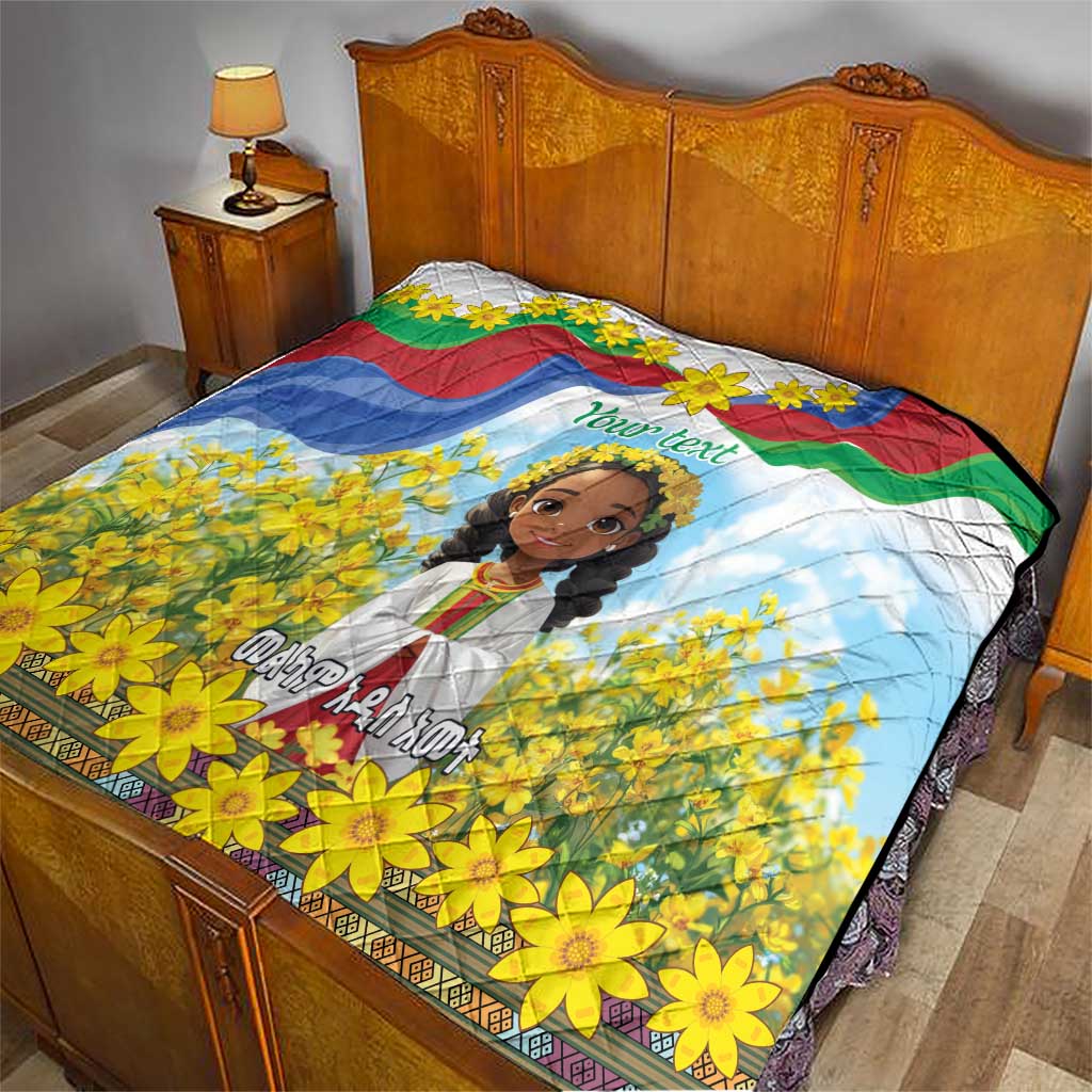 Happy Enkutatash Eritrea Personalized Quilt Beautiful Girl Adey Abeba Flower - Wonder Print Shop