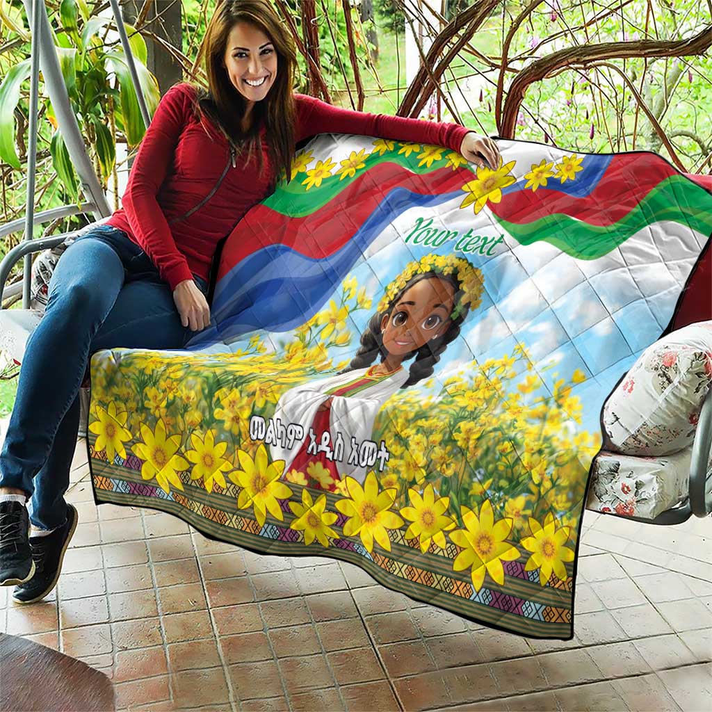 Happy Enkutatash Eritrea Personalized Quilt Beautiful Girl Adey Abeba Flower - Wonder Print Shop