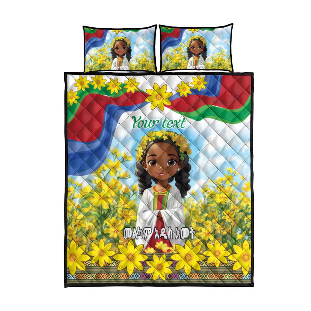 Happy Enkutatash Eritrea Personalized Quilt Bed Set Beautiful Girl Adey Abeba Flower - Wonder Print Shop