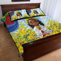 Happy Enkutatash Eritrea Personalized Quilt Bed Set Beautiful Girl Adey Abeba Flower - Wonder Print Shop