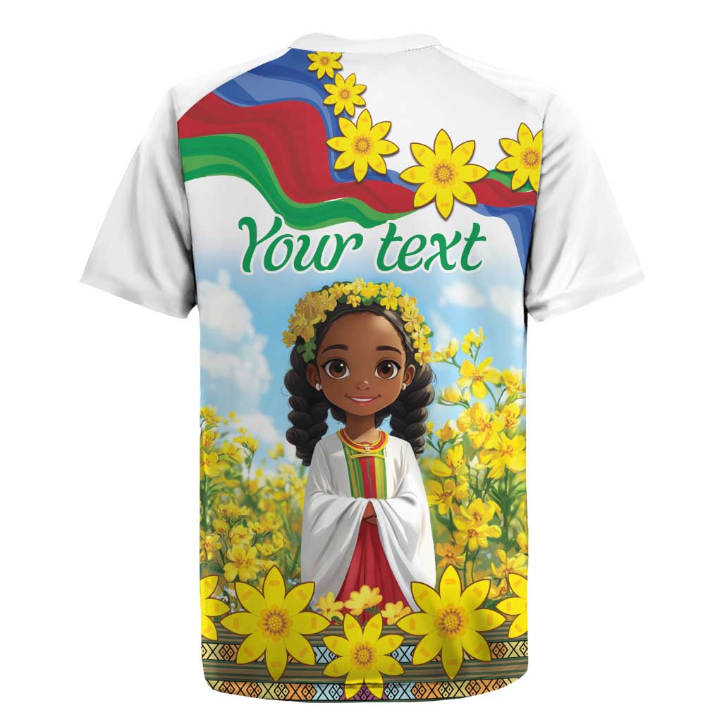 Happy Enkutatash Eritrea Personalized Rugby Jersey Beautiful Girl Adey Abeba Flower - Wonder Print Shop