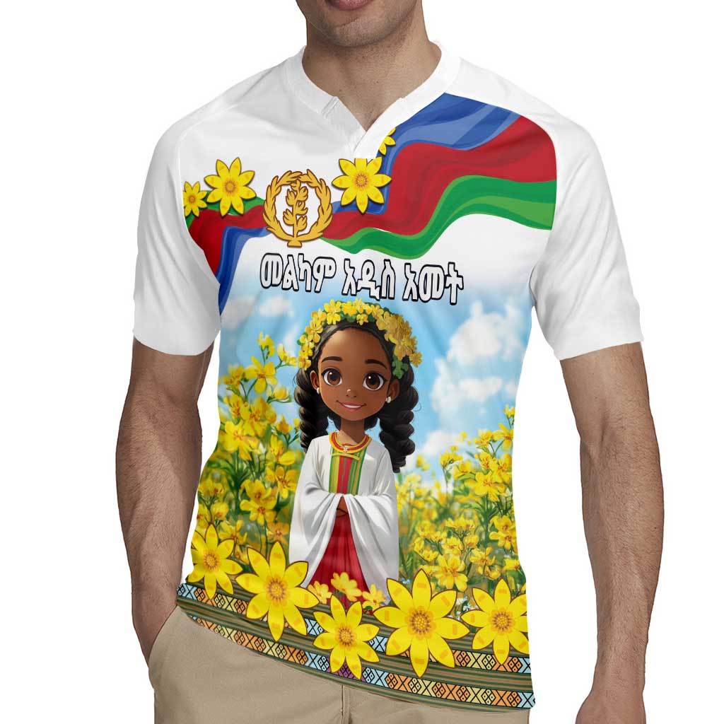 Happy Enkutatash Eritrea Personalized Rugby Jersey Beautiful Girl Adey Abeba Flower - Wonder Print Shop