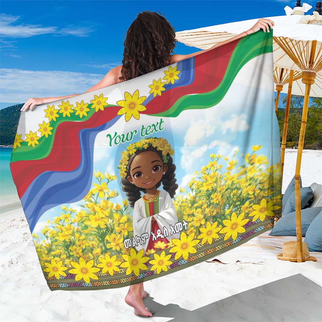 Happy Enkutatash Eritrea Personalized Sarong Beautiful Girl Adey Abeba Flower - Wonder Print Shop