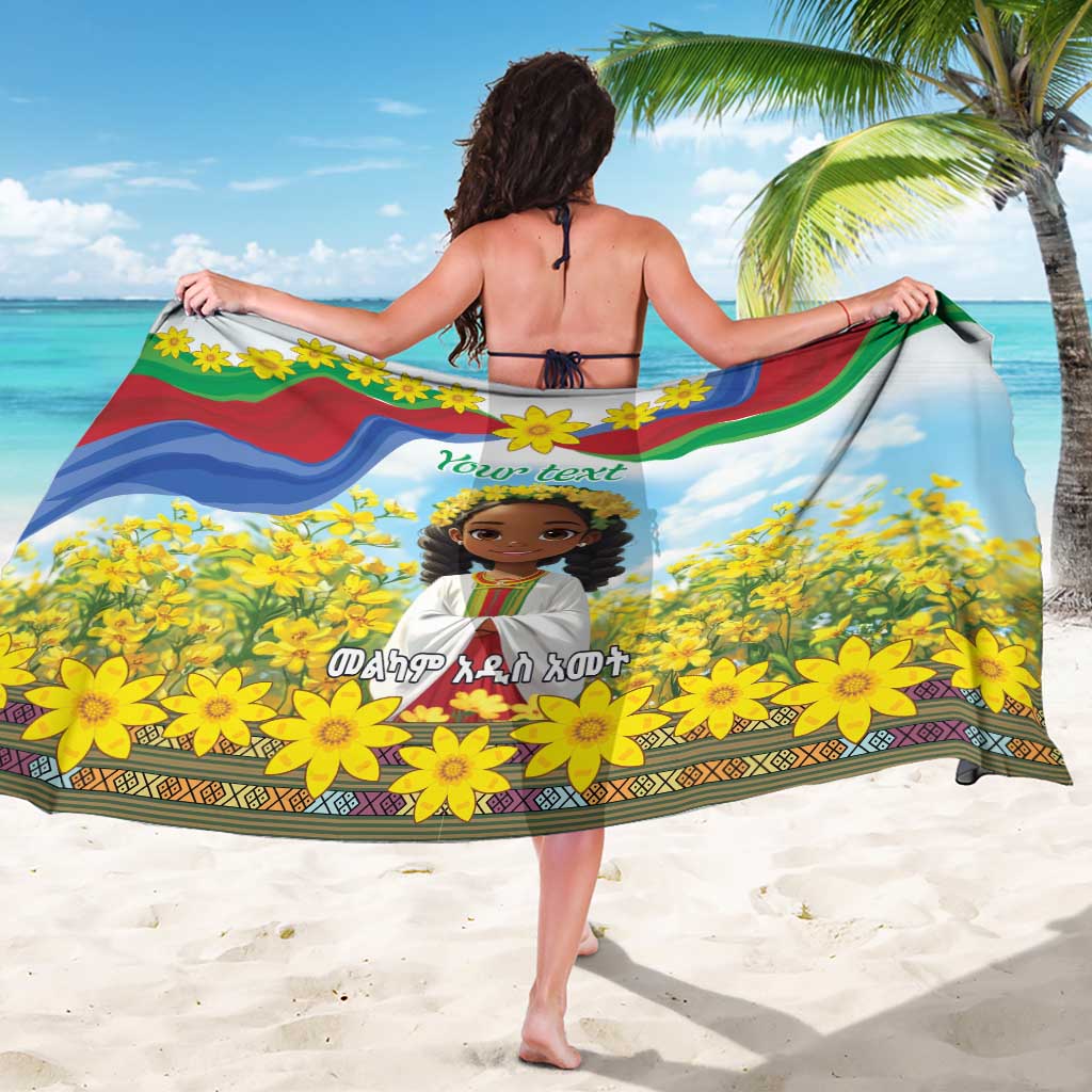 Happy Enkutatash Eritrea Personalized Sarong Beautiful Girl Adey Abeba Flower - Wonder Print Shop