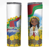 Happy Enkutatash Eritrea Personalized Skinny Tumbler Beautiful Girl Adey Abeba Flower - Wonder Print Shop