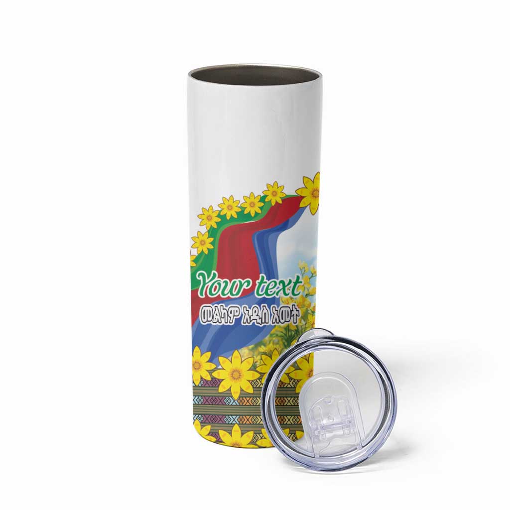 Happy Enkutatash Eritrea Personalized Skinny Tumbler Beautiful Girl Adey Abeba Flower - Wonder Print Shop