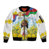 Happy Enkutatash Eritrea Personalized Sleeve Zip Bomber Jacket Beautiful Girl Adey Abeba Flower - Wonder Print Shop
