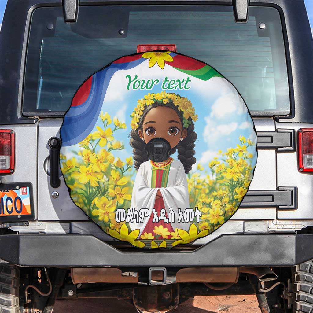 Happy Enkutatash Eritrea Personalized Spare Tire Cover Beautiful Girl Adey Abeba Flower - Wonder Print Shop