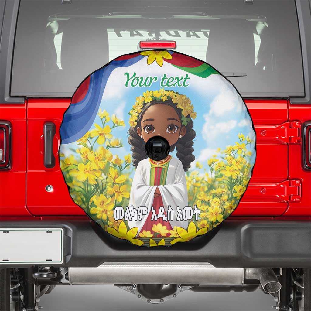 Happy Enkutatash Eritrea Personalized Spare Tire Cover Beautiful Girl Adey Abeba Flower - Wonder Print Shop