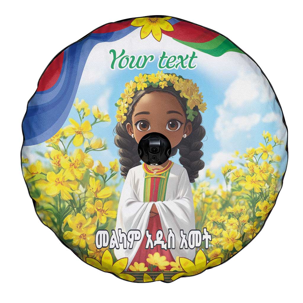 Happy Enkutatash Eritrea Personalized Spare Tire Cover Beautiful Girl Adey Abeba Flower - Wonder Print Shop