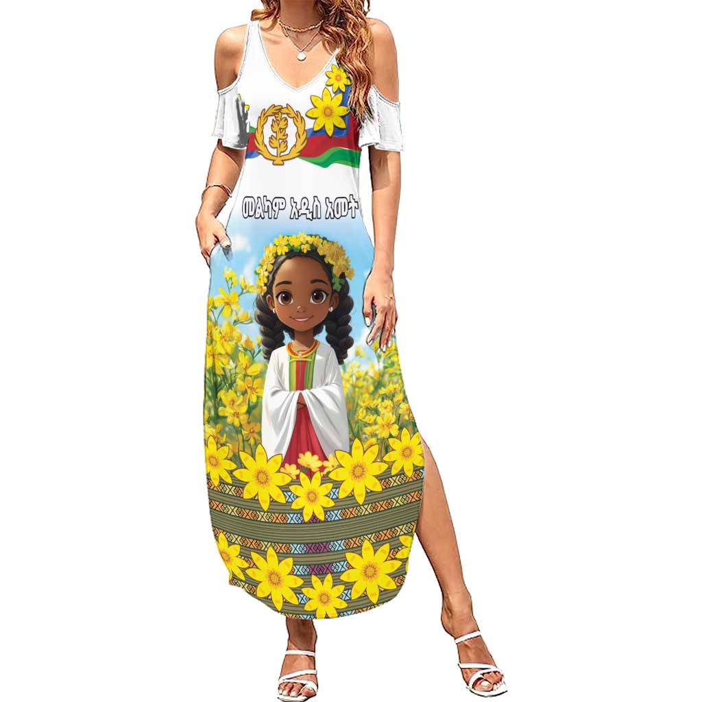 Happy Enkutatash Eritrea Personalized Summer Maxi Dress Beautiful Girl Adey Abeba Flower - Wonder Print Shop