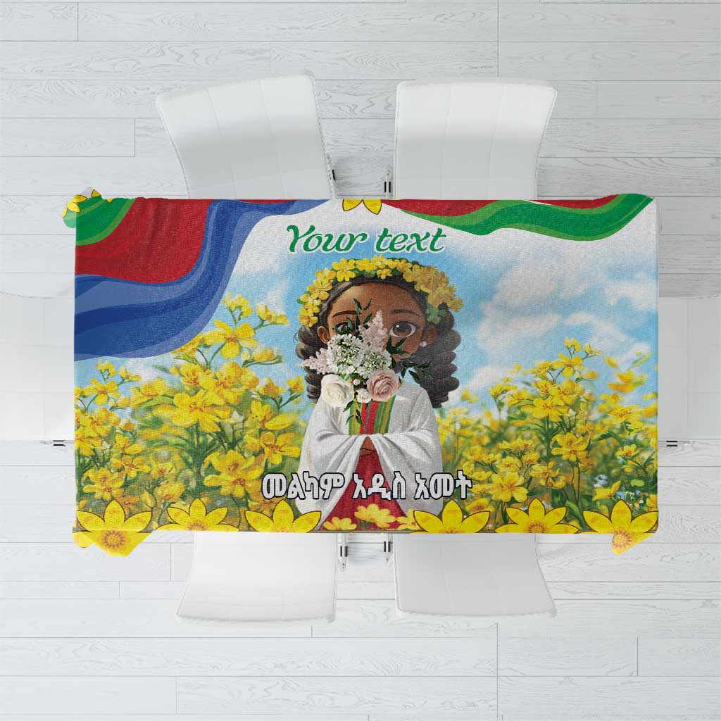 Happy Enkutatash Eritrea Personalized Tablecloth Beautiful Girl Adey Abeba Flower - Wonder Print Shop